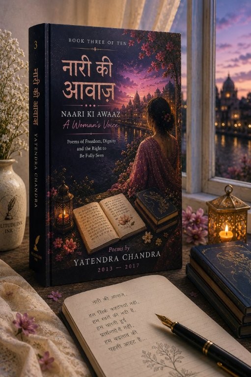 नारी की आवाज़ — a book presented for giving, in candlelight